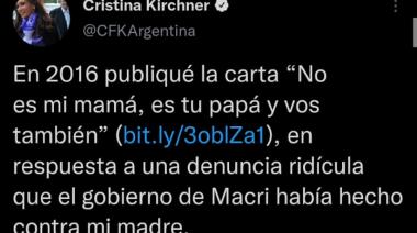 Cristina Kirchner "Para la familia Macri... una larga historia de blindaje mediático que continúa hasta hoy"