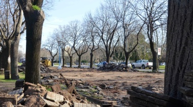 Desmontan veredas de la Plaza Dardo Rocha para mejorar la accesibilidad