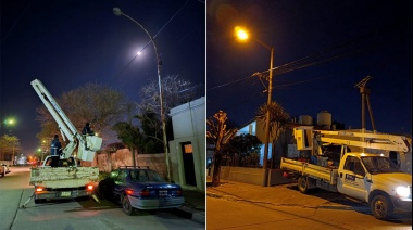 Una cuadrilla municipal resuelve reclamos sobre luminarias fuera de funcionamiento