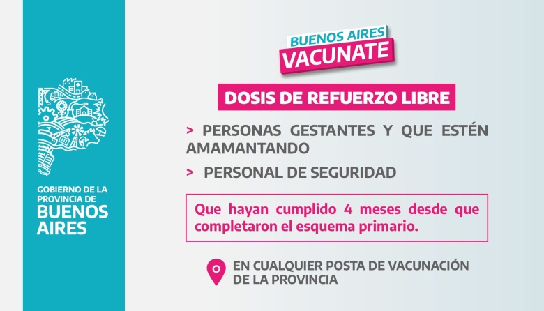 Amplían la vacunación libre con tercera dosis en la Provincia de Buenos Aires