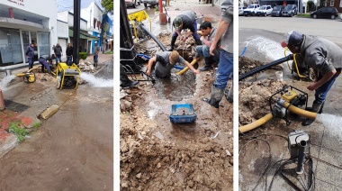 Giorello resaltó el trabajo de Obras Sanitarias para reparar el caño mayor en la Diagonal