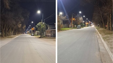 Quedó completamente iluminado el nuevo sector asfaltado de la 58