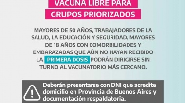 Desde hoy, la vacunación para todos los grupos de riesgo desde los 18 años es libre