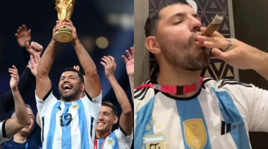 Agüero se excedió en los festejos con la selección y casi se olvida a su hijo en Qatar