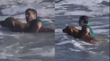 Heroico gesto en Mar del Plata: se metió al mar y salvó a un perro arrastrado por la corriente